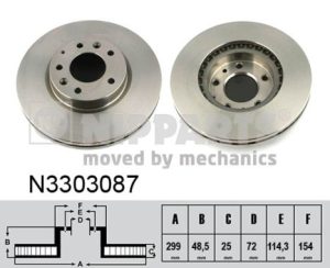 Disc frana MAZDA 6 combi (GH) 2.2 MZR-CD (GH10) diesel 185 cai NIPPARTS N3303087