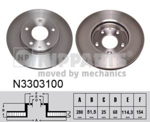 Disc frana MAZDA 3 (BM, BN) 1.5 benzina 100 cai NIPPARTS N3303100