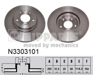 Disc frana MAZDA 3 (BM, BN) 1.5 D (BMLFS, BM4, BN4) diesel 105 cai NIPPARTS N3303101