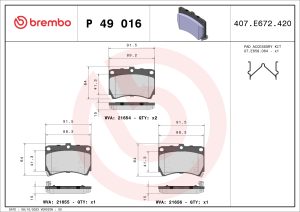 Placute frana MAZDA 121 II (DB) 1.3 16V (DB3PA) benzina 53 cai BREMBO P 49 016