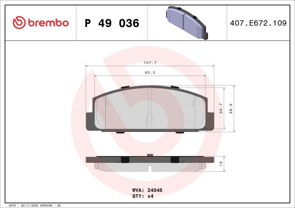 Placute frana MAZDA 6 Hatchback (GH) 2.0 MZR (GHEFS) benzina 155 cai BREMBO P 49 036