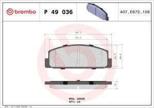 Placute frana MAZDA 6 combi (GH) 2.2 MZR-CD (GH10) diesel 125 cai BREMBO P 49 036