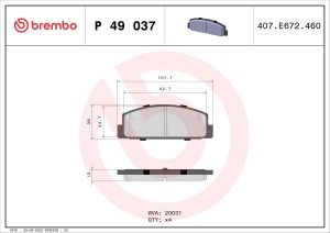 Placute frana MAZDA 323 F VI hatchback (BJ) 1.8 Astina (BJ10P) benzina 125 cai BREMBO P 49 037