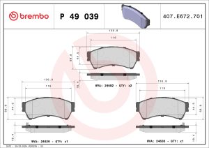 Placute frana MAZDA 6 limuzina (GH) 2.5 MZR (GH5FS, GH5FP) benzina 170 cai BREMBO P 49 039