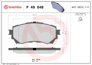 Placute frana MAZDA 6 combi (GJ, GL) 2.2 D (GJ2FW, GJ1021, GJ1022, GL1021) diesel 175 cai BREMBO P 49 048