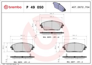 Placute frana MAZDA 3 Caseta/ Hatchback (BM) 2.2 D diesel 150 cai BREMBO P 49 050