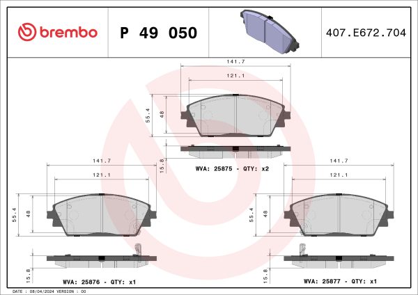Placute frana MAZDA 3 (BM, BN) 1.5 D (BMLFS, BM4, BN4) diesel 105 cai BREMBO P 49 050