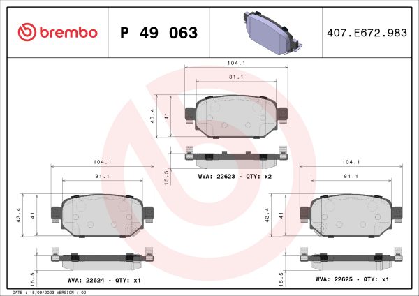Placute frana MAZDA 3 limuzina (BM_, BN_) 1.5 D (BMLFP, BMLFS) diesel 105 cai BREMBO P 49 063