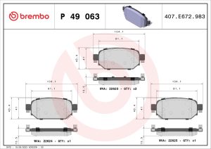 Placute frana MAZDA 3 (BM, BN) 1.5 D (BMLFS, BM4, BN4) diesel 105 cai BREMBO P 49 063