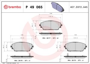 Placute frana MAZDA 3 hatchback (BP) 2.0 SKYACTIV-G (BP5H, BP6H) benzina 150 cai BREMBO P 49 065