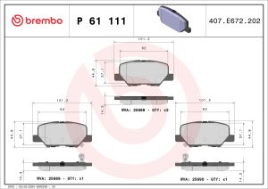 Placute frana MAZDA 6 combi (GJ, GL) 2.2 D (GJ2FW, GJ1021, GJ1022, GL1021) diesel 175 cai BREMBO P 61 111