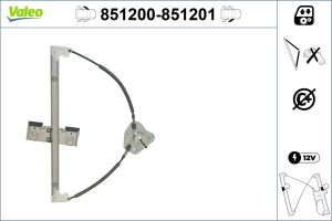 Mecanism actionare geam MAZDA 2 (DY) 1.2 (DY3W) benzina 75 cai VALEO 851200
