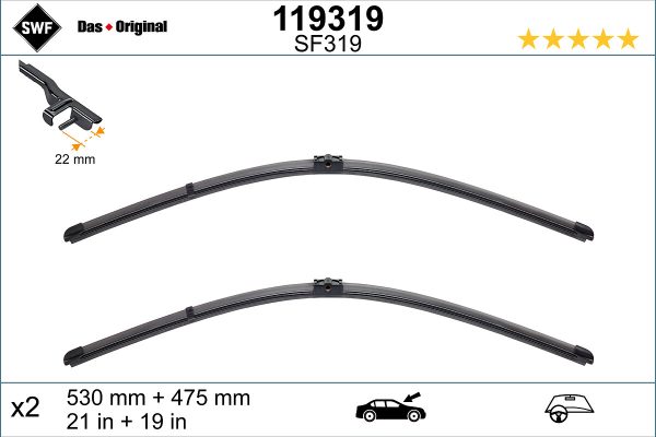 Lamela stergator MAZDA 3 (BK) 2.3 DiSi Turbo MPS (BK3P) benzina 250 cai SWF 119319