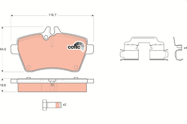 Placute frana MERCEDES-BENZ A-CLASS (W169) A 160 (169.031, 169.331) benzina 95 cai TRW GDB1629
