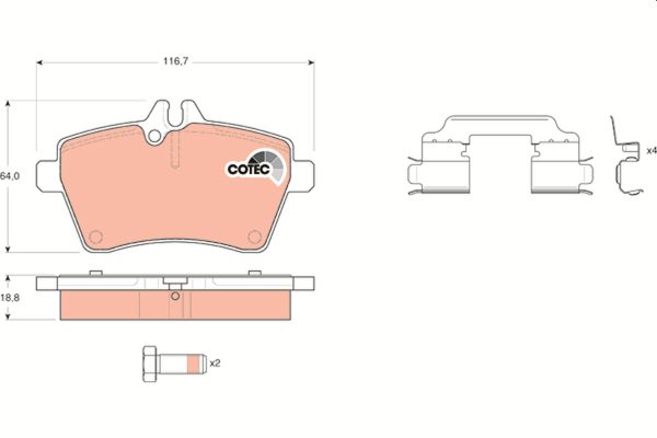 Placute frana MERCEDES-BENZ A-CLASS (W169) A 170 (169.032, 169.332) benzina 116 cai TRW GDB1630