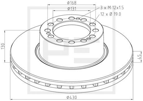 Disc frana MERCEDES-BENZ ACTROS 2540, 2540 L diesel 394 cai PE AUTOMOTIVE 066.252-00A