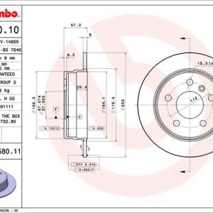 Disc frana MERCEDES-BENZ A-CLASS (W169) E-CELL (169.090) electric 68 cai BREMBO 08.9580.11