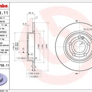 Disc frana MERCEDES-BENZ A-CLASS (W177) A 180 (177.084) benzina 136 cai BREMBO 08.D758.11
