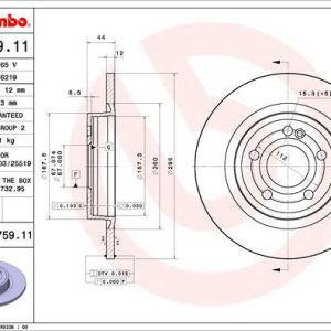 Disc frana MERCEDES-BENZ A-CLASS (W177) A 200 (177.087) benzina 150 cai BREMBO 08.D759.11