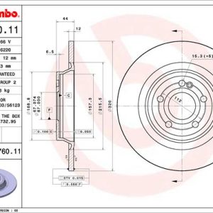 Disc frana MERCEDES-BENZ A-CLASS (W177) A 180 d (177.010) diesel 116 cai BREMBO 08.D760.11