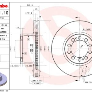 Disc frana MERCEDES-BENZ ACTROS 1835 K diesel 354 cai BREMBO 09.A741.10