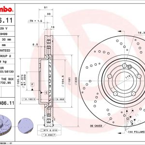 Disc frana MERCEDES-BENZ A-CLASS (W177) A 180 d (177.010) diesel 116 cai BREMBO 09.D986.11