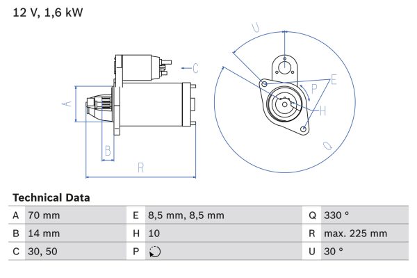 Electromotor MERCEDES-BENZ A-CLASS (W169) A 180 CDI (169.007, 169.307) diesel 109 cai BOSCH 0 986 021 260