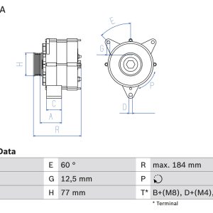 Alternator MERCEDES-BENZ ACTROS 2035 AK diesel 354 cai BOSCH 0 986 041 030