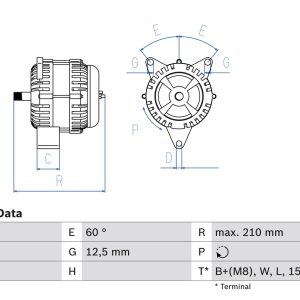 Alternator MERCEDES-BENZ ACTROS 2635 LS diesel 354 cai BOSCH 0 986 048 100