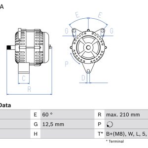 Alternator MERCEDES-BENZ ACTROS 2635 LS diesel 354 cai BOSCH 0 986 048 110