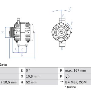 Alternator MERCEDES-BENZ A-CLASS (W169) A 150 (169.031, 169.331) benzina 95 cai BOSCH 0 986 080 500