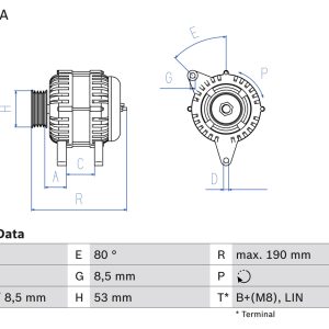 Alternator MERCEDES-BENZ A-CLASS (W176) A 220 4-matic (176.047) benzina 184 cai BOSCH 0 986 082 160