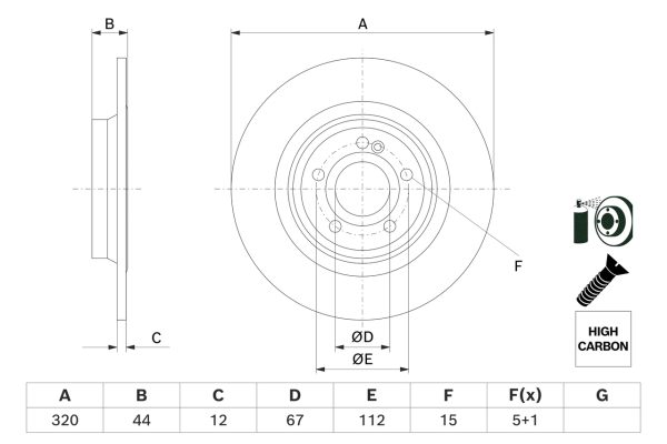 Disc frana MERCEDES-BENZ A-CLASS (W177) A 160 (177.082) benzina 109 cai BOSCH 0 986 479 F13