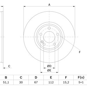 Disc frana MERCEDES-BENZ A-CLASS limuzina (V177) A 250 e (177.185) benzina/elector 218 cai BOSCH 0 986 479 H34