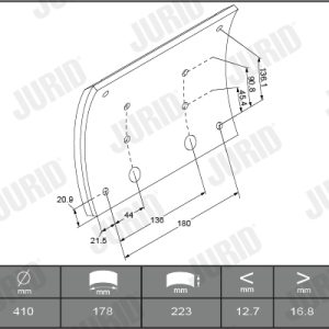 Set garnituri de frictiune frana tambur MERCEDES-BENZ ACTROS 1846 S, 1846 LS diesel 456 cai JURID 1949601070