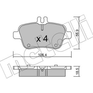 Placute frana MERCEDES-BENZ A-CLASS (W176) A 200 CDI (176.001) diesel 136 cai METELLI 22-0966-0