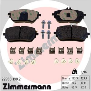 Placute frana MERCEDES-BENZ A-CLASS (W177) A 250 e (177.086) benzina/elector 218 cai ZIMMERMANN 22988.190.2