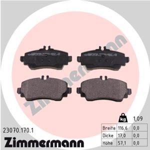 Placute frana MERCEDES-BENZ A-CLASS (W168) A 140 (168.031, 168.131) benzina 82 cai ZIMMERMANN 23070.170.1