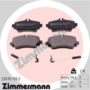 Placute frana MERCEDES-BENZ A-CLASS (W168) A 160 (168.033, 168.133) benzina 102 cai ZIMMERMANN 23070.170.2