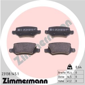 Placute frana MERCEDES-BENZ A-CLASS (W169) E-CELL (169.090) electric 68 cai ZIMMERMANN 23138.145.1