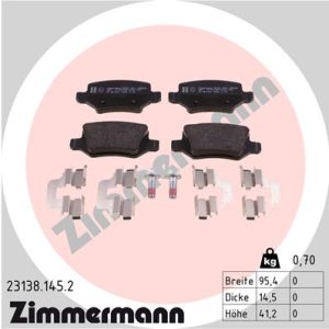 Placute frana MERCEDES-BENZ A-CLASS (W169) E-CELL (169.090) electric 68 cai ZIMMERMANN 23138.145.2