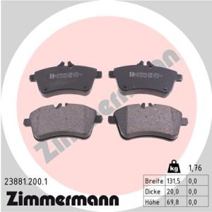 Placute frana MERCEDES-BENZ A-CLASS (W169) E-CELL (169.090) electric 68 cai ZIMMERMANN 23881.200.1