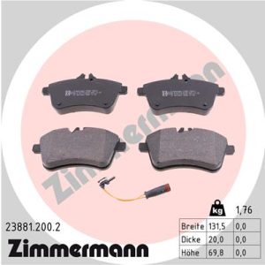 Placute frana MERCEDES-BENZ A-CLASS (W169) E-CELL (169.090) electric 68 cai ZIMMERMANN 23881.200.2