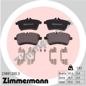 Placute frana MERCEDES-BENZ A-CLASS (W169) E-CELL (169.090) electric 68 cai ZIMMERMANN 23881.200.3