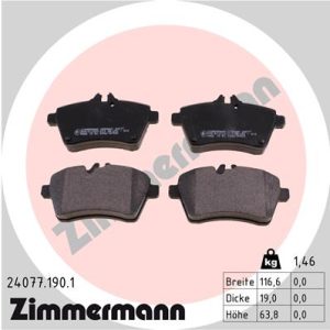 Placute frana MERCEDES-BENZ A-CLASS (W169) A 170 (169.032, 169.332) benzina 116 cai ZIMMERMANN 24077.190.1