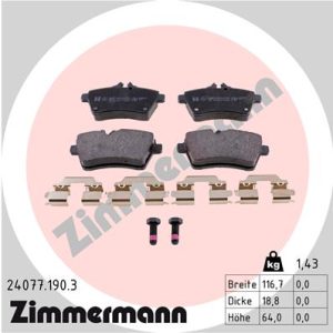Placute frana MERCEDES-BENZ A-CLASS (W169) A 160 (169.031, 169.331) benzina 95 cai ZIMMERMANN 24077.190.3