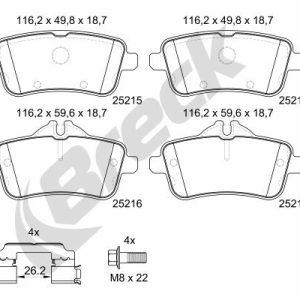 Placute frana MERCEDES-BENZ A-CLASS (W176) A 45 AMG 4-matic (176.052) benzina 360 cai BRECK 25215 00 554 00