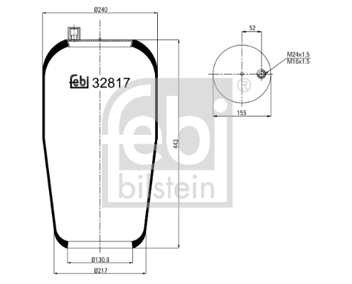 Burduf suspensie pneumatica MERCEDES-BENZ ACTROS 1835 LL diesel 354 cai FEBI BILSTEIN 32817