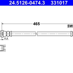 Furtun frana MERCEDES-BENZ A-CLASS (W169) A 200 CDI (169.008, 169.308) diesel 140 cai ATE 24.5126-0474.3