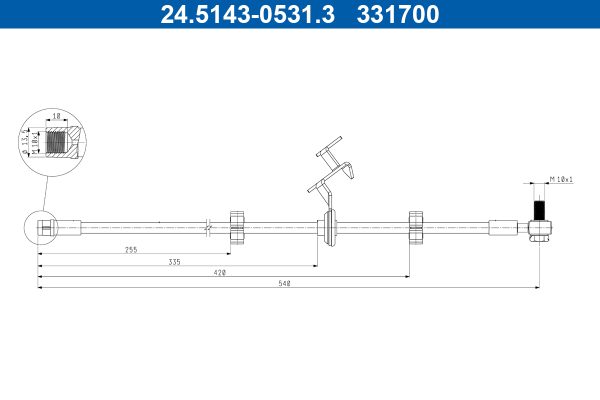 Furtun frana MERCEDES-BENZ M-CLASS (W163) ML 270 CDI (163.113) diesel 163 cai ATE 24.5143-0531.3